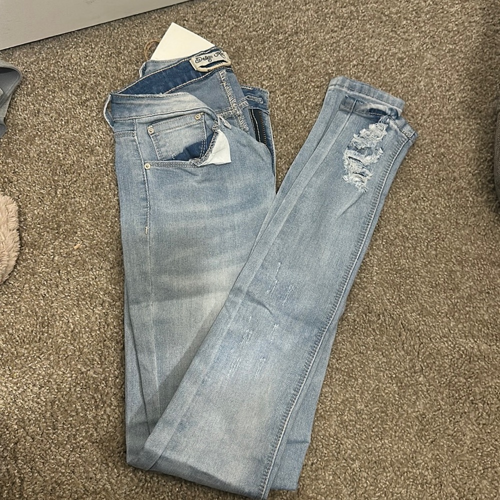 Ripped light-wash jeans